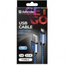 Дата кабель USB 2.0 AM to Lightning 1.0m ACH01-03T 2.1A blue Defender (87811) - Фото