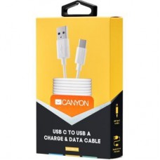 Дата кабель USB 2.0 AM to Type-C 1.0m white CANYON (CNE-USBC1W) - Фото