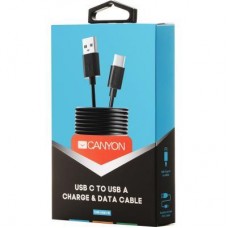 Дата кабель USB 2.0 AM to Type-C 1.0m black CANYON (CNE-USBC1B) - Фото
