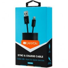 Дата кабель USB 2.0 AM to Lightning 1.0m Black Canyon (CNE-CFI1B) - Фото