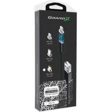 Дата кабель USB 2.0 AM to Micro 5P 1.0m Magnet Grand-X (MG-01M) - Фото