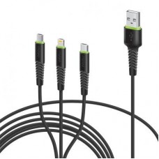 Дата кабель USB 2.0 AM to Lightning + Micro 5P + Type-C 1.4m CBFLEXU1 bl Intaleo (1283126487521) Дата кабель USB 2.0 AM to Lightning + Micro 5P + Type-C 1.4m CBFLEXU1 bl Intaleo (1283126487521) - Фото