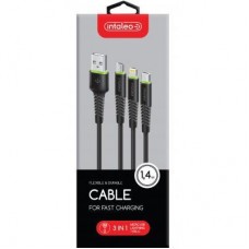 Дата кабель USB 2.0 AM to Lightning + Micro 5P + Type-C 1.4m CBFLEXU1 bl Intaleo (1283126487521) Дата кабель USB 2.0 AM to Lightning + Micro 5P + Type-C 1.4m CBFLEXU1 bl Intaleo (1283126487521) - Фото