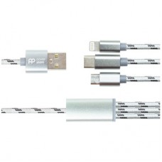 Дата кабель USB 2.0 AM to Lightning + Micro 5P + Type-C 1.0m 2.1A PowerPlant (CA910663) - Фото
