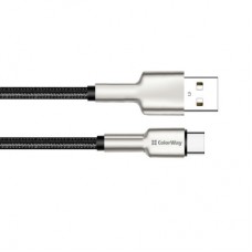 Дата кабель USB 2.0 AM to Type-C 1.0m head metal black ColorWay (CW-CBUC046-BK) - Фото