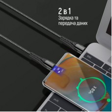 Дата кабель USB Type-C to Type-C 2.0m PD Fast Charging 65W 3A grey ColorWay (CW-CBPDCC039-GR) - Фото
