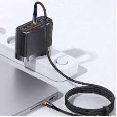 Дата кабель USB-C to USB-C 1.2m 5A 100W transparent head ColorWay (CW-CBPDCC053-BK) - Фото