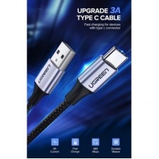 Дата кабель USB 2.0 AM to Type-C 1.5m US288 Aluminum Braid (Black) Ugreen (60127) - Фото