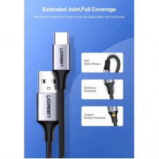 Дата кабель USB 2.0 AM to Type-C 1.5m US288 Aluminum Braid (Black) Ugreen (60127) - Фото