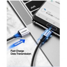 Дата кабель USB 2.0 AM to Type-C 1.5m US288 Aluminum Braid (Black) Ugreen (60127) - Фото
