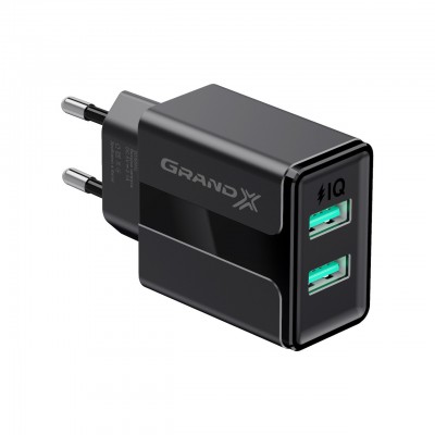 Зарядное устройство Grand-X 5V 2,4A USB Black (CH-15B)