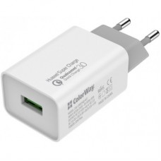 Зарядное устройство ColorWay 1USB Huawei Super Charge/Quick Charge 3.0, 4A (20W) (CW-CHS014Q-WT) - Фото
