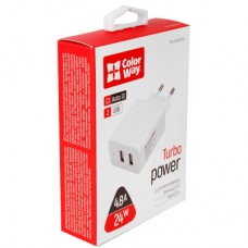 Зарядний пристрій ColorWay 2 USB AUTO ID 4.8 A (24 W) (CW-CHS016-WT) - Фото