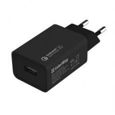 Зарядний пристрій Colorway 1 USB Quick Charge 3.0 (18 W) black (CW-CHS013Q-BK) - Фото