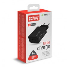 Зарядний пристрій Colorway 1 USB Quick Charge 3.0 (18 W) black (CW-CHS013Q-BK) - Фото
