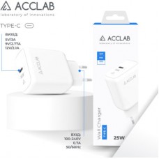 Зарядний пристрій ACCLAB AL-TC125 1хType-C 5В/3A/25W QC/PD3.0 (1283126538841) - Фото