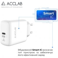 Зарядний пристрій ACCLAB AL-TC125 1хType-C 5В/3A/25W QC/PD3.0 (1283126538841) - Фото
