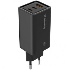 Зарядний пристрій ColorWay GaN3 Pro Power Delivery (USB-A + 2 USB TYPE-C) (65 W) (CW-CHS039PD-BK) - Фото