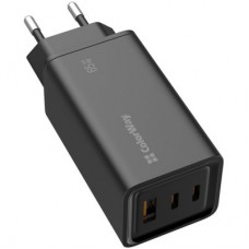 Зарядний пристрій ColorWay GaN3 Pro Power Delivery (USB-A + 2 USB TYPE-C) (65 W) (CW-CHS039PD-BK) - Фото