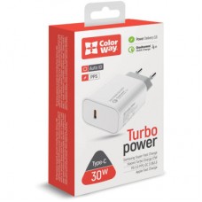 Зарядний пристрій ColorWay PD Port PPS USB Type-C (30 W) white (CW-CHS038PD-WT) - Фото
