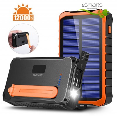 Power Bank 4smarts Solar Prepper 12000 mAh повербанк із динамо-машиною та сонячною батареєю