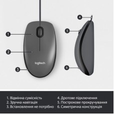 Мишка Logitech M100 USB Black (910-006652) - Фото