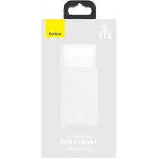 Оригінал Baseus Bipow Digital Display 30000 mAh 20W White PPDML-N02 Power Bank Швидка зарядка QC 3.0 PD AFC - Фото