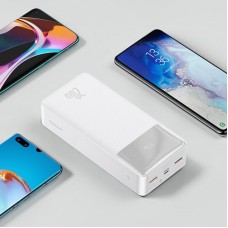 Оригінал Baseus Bipow Digital Display 30000 mAh 20W White PPDML-N02 Power Bank Швидка зарядка QC 3.0 PD AFC - Фото