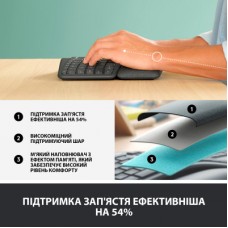 Клавіатура Logitech ERGO K860 Bluetooth/Wireless UA Black (920-010108) - Фото