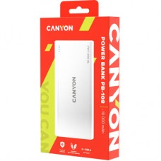 Батарея универсальная Canyon PB-108 10000mAh, Input 5V/2A, Output 5V/2.1A(Max), white (CNE-CPB1008W) - Фото