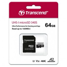 Картка пам'яті Transcend 64 GB microSDXC class 10 UHS-I U3 A2 (TS64GUSD340S) - Фото