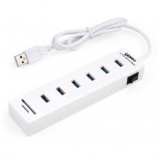 Концентратор Vinga 6xUSB2.0 + card-reader with switch (VCP2H6USBCRSWWH) - Фото