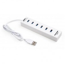 Концентратор Vinga 6xUSB2.0 + card-reader with switch (VCP2H6USBCRSWWH) - Фото