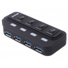 Концентратор Maxxter 4 x USB 2.0 Type-A 1m cable + 5V1A adapter (HU2A-4P-AC-02) - Фото