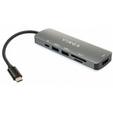 Концентратор Vinga USB Type-C 3.1 to HDMI+USB3.0+USB 2.0+SD/microSD+PD 6in1 (VHC6) - Фото