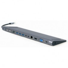 Концентратор Cablexpert USB-C 9-in-1 (Hub/HDMI/VGA/PD/card-reader/lan/audio) (A-CM-COMBO9-01) - Фото