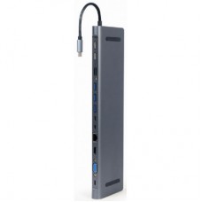 Концентратор Cablexpert USB-C 9-in-1 (Hub/HDMI/VGA/PD/card-reader/lan/audio) (A-CM-COMBO9-01) - Фото
