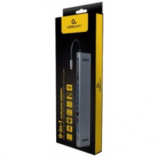 Концентратор Cablexpert USB-C 9-in-1 (Hub/HDMI/VGA/PD/card-reader/lan/audio) (A-CM-COMBO9-01) - Фото