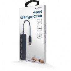 Концентратор Gembird USB-C 4 ports USB 2.0 black (UHB-CM-U2P4-01) - Фото