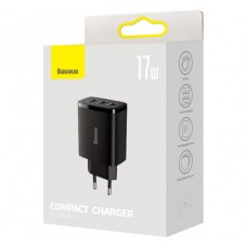Зарядний пристрій Baseus Compact Charger 3U 17 W (CCXJ020101) Black - Фото