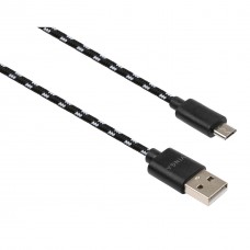 Дата кабель USB 2.0 AM to Micro 5P 2color nylon 1m black Vinga (VCPDCMBN31BK) - Фото