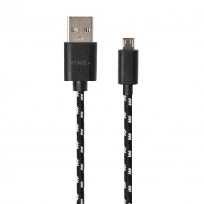 Дата кабель USB 2.0 AM to Micro 5P 2color nylon 1m black Vinga (VCPDCMBN31BK) - Фото