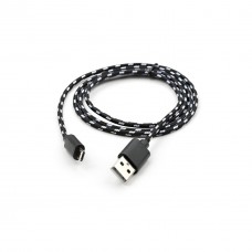 Дата кабель USB 2.0 AM to Micro 5P 2color nylon 1m black Vinga (VCPDCMBN31BK) - Фото