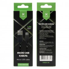 Дата кабель USB 2.0 AM to Micro 5P 2color nylon 1m black Vinga (VCPDCMBN31BK) - Фото