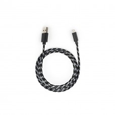 Дата кабель USB 2.0 AM to Micro 5P 2color nylon 1m black Vinga (VCPDCMBN31BK) - Фото