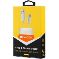 Дата кабель USB 2.0 AM to Lightning 1.0m White Canyon (CNE-CFI1W) - Фото