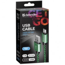 Дата кабель USB 2.0 AM to Micro 5P 1.0m USB08-03T green Defender (87804) - Фото