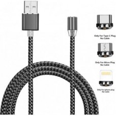 Дата кабель USB 2.0 AM to Lightning + Micro 5P + Type-C 1.2m Magneto gre XoKo (SC-350MGNT-GR) - Фото