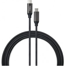 Дата кабель USB Type-C to Type-C 2.0m 100W E-Mark Chip Nylon Vinga (VCPCTC100BK2) - Фото
