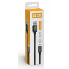 Дата кабель USB 2.0 AM to Lightning 0.25m black ColorWay (CW-CBUL048-BK) - Фото
